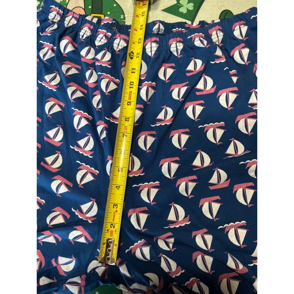 Blair Women Pajama Pants L Blue Sailboat Print‎ Nautical Crop Sleepwear B18111